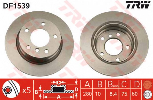 Remschijf Achteras TRW DF1539 BMW 3 E36 E46 - 1