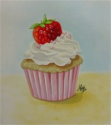 cupcake met aardbei