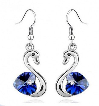 swarovski oorbellen swan collection met blauw hart crystal 1001oorbellen - 1