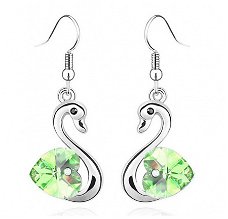 swarovski oorbellen swan collection met groen hart crystal 1001oorbellen