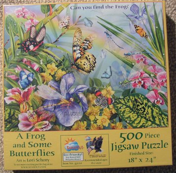 SunsOut - A Frog and Some Butterflies - 500 Stukjes Nieuw - 2