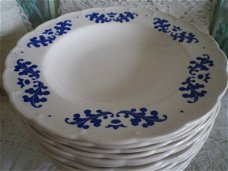 Diepe borden eikenblad blauw Boch la Louviere prijs per stuk