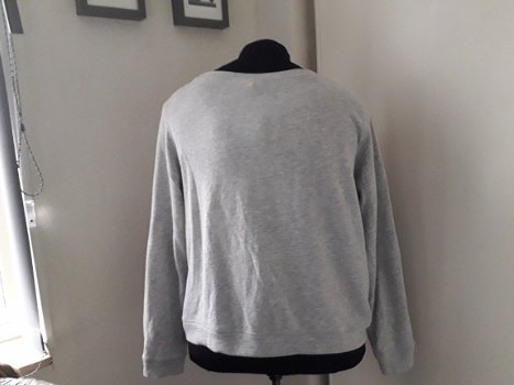Mooie grijze sweater/shirt met glitter kerstpoes H&M mt M - 3