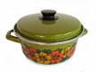vintage groene pan met bloemmotieven - 0 - Thumbnail