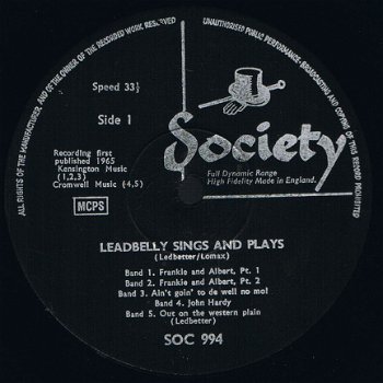 LP - Lead Belly Sings and Plays - 1