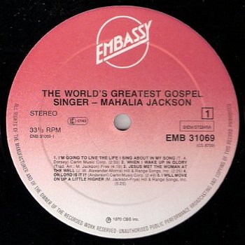 LP - Mahalia Jackson - The world's greatest gospel singer - 1
