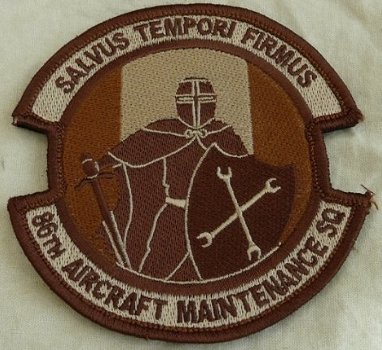 Embleem / Patch, 86th AIRCRAFT MAINTENANCE SQ - SALVUS TEMPORI FIRMUS, USAF, desert uitvoering.(1) - 0