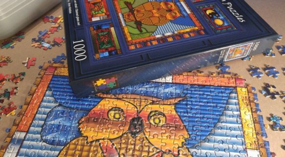 JaCaRou Puzzles - Stained Glass Owl - 1000 Stukjes - 2