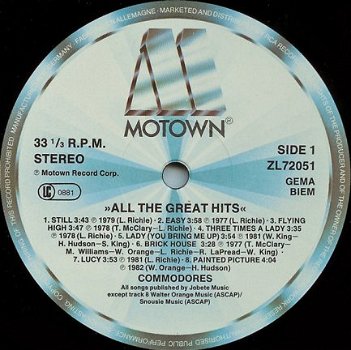 LP - Commodores - All the great hits - 1