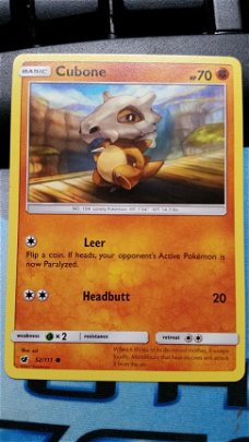 Cubone  52/111  Common Sun & Moon Crimson Invasion