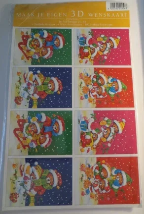 3D SET --- MAAK JE EIGEN 3D WENSKAARTEN --- KERSTBEREN - nr. 1
