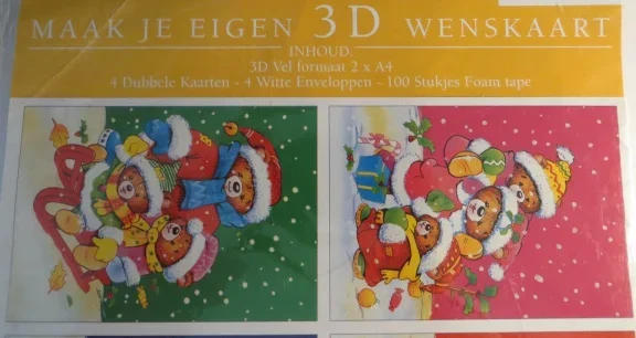 3D SET --- MAAK JE EIGEN 3D WENSKAARTEN --- KERSTBEREN - Afbeelding 2