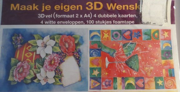 3D SET --- MAAK JE EIGEN 3D WENSKAART --- BLOEMEN en CHAMPAGNE - 2