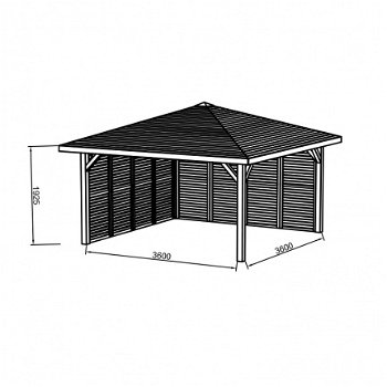 Kiosk-Pavilion (S7774)- geïmpregneerd: 4372 x 4372mm. - 2