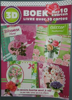 3D BOEK --- BLOEMEN / FLORAL --- GLITTER --- 3DBOEKKV02 - 1