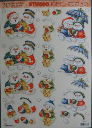 3D Knipvel (A4) --- KERST --- Studio Light STSL314 --- SNEEUWPOP / SNEEUWPOPPEN - nr. 1