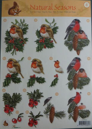3D Knipvel (A4) --- KERST --- Studio Light STAPNS04 --- VOGELS op een KERSTTAK - nr. 1