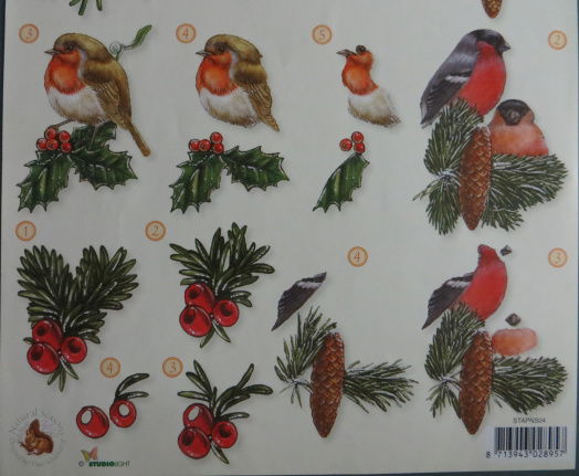 3D Knipvel (A4) --- KERST --- Studio Light STAPNS04 --- VOGELS op een KERSTTAK - Afbeelding 3