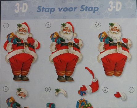 3D Knipvel (A4) --- KERST --- Stap voor Stap 8 --- KERSTMAN / KERSTMANNEN - 2