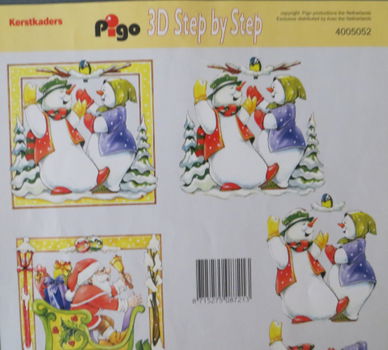 3D knipvel (A4) --- KERST --- Pigo 4005052 --- SNEEUWPOPPEN en KERSTMAN - 2