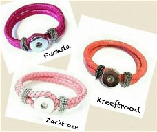 Armband voor 1 chunk roze fuchsia click button dames sieraden online kopen