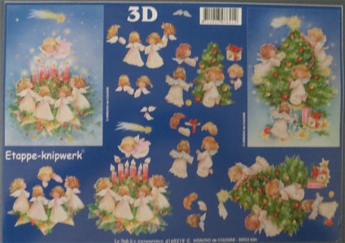 3D knipvel (A4) --- KERST --- Le Suh 4169219 --- KERSTENGELEN bij de KERSTBOOM - 1