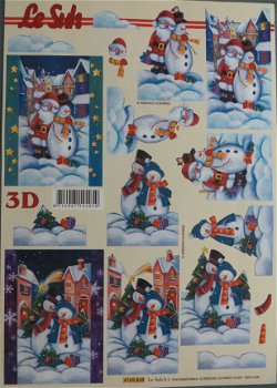 3D knipvel (A4) --- KERST --- Le Suh 4169.848 --- SNEEUWPOP met KERSTMAN - 1