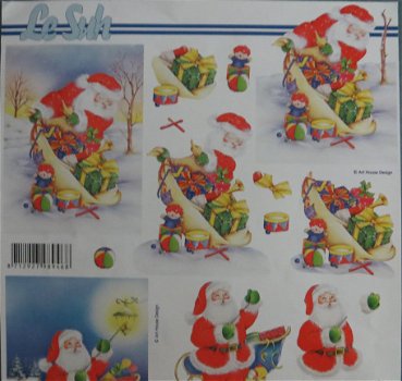 3D knipvel (A4) --- KERST --- Le Suh 777.465 --- KERSTMAN met KADO'S - 2