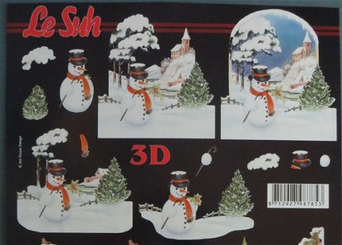 3D knipvel (A4) --- KERST --- Le Suh 777.450 --- SNEEUWPOP / SNEEUWPOPPEN - 2