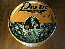 Prachtig antiek blik van Pra-tic mop, jaren '20-30...