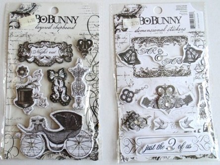 SALE NIEUW set van Layered Chipboard Stickers & Dimensional Stickers Echanted van Bo Bunny. - 1