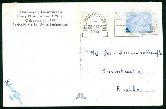 LEEUWARDEN Oldehove (stationsstempel Leeuwarden 1958) - 2