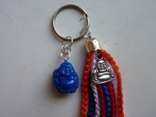 Sleutelhanger Happy Buddha (rood/wit/blauw)