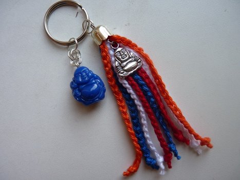 Sleutelhanger Happy Buddha (rood/wit/blauw) - 2