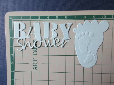 25a Stans geboorte tekst baby shower / voetje licht blauw - 1