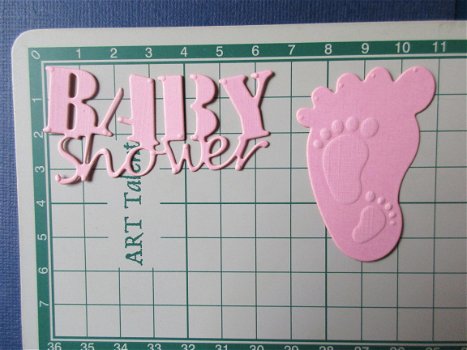 24a Stans geboorte tekst baby shower / voetje licht licht roze - 1