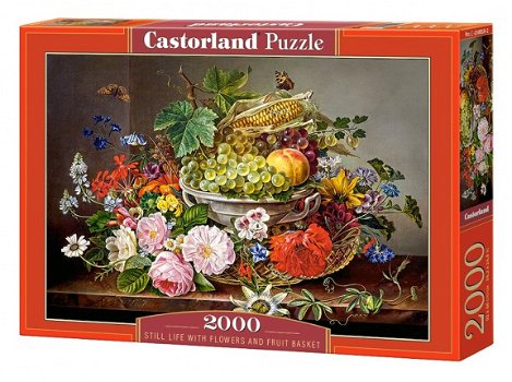 Castorland - Still Life with Flowers and Fruit Basket - 2000 Stukjes Nieuw - 2