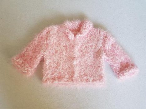 Nieuw roze gebreide fluffy jas maat 3-6mnd - 1