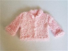 Nieuw roze gebreide fluffy jas maat 3-6mnd