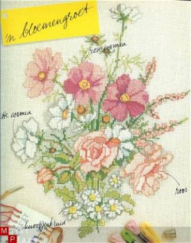 borduurpatroon 1030 boeket bloemen o,a cosmea - 1