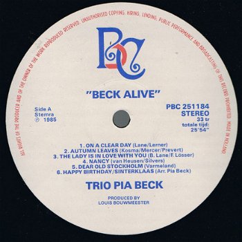 LP Pia Beck - Beck Alive - 2