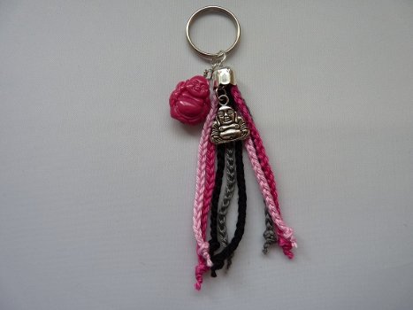 Sleutelhanger Happy Buddha (fuchsia) - 2