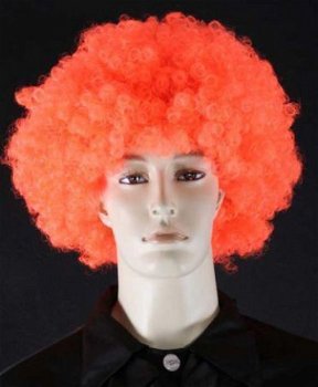 Pruik afro oranje - 1