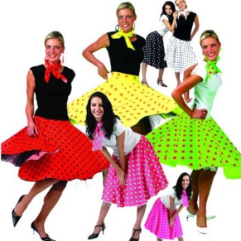 Rock `n Roll Rok met sjaal diverse kleuren One size - 2