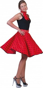 Rock 'n roll rok rood met zwarte stip - 1