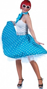 Rock 'n roll rok aqua met witte stip - 1