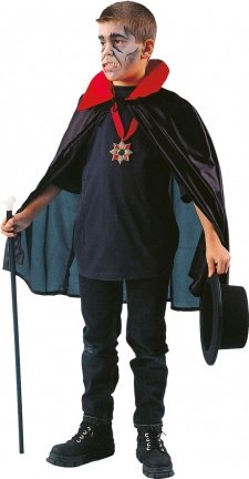 Dracula cape zwart (nylon) maat 116 140 164.