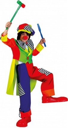 Clown Olaf 2 delig met hoed en strik maat 116 128 140 152