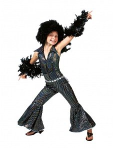 Disco jumpsuit zwart maat 116 128 140 152 164