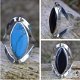 Zilveren ring met peruaanse turquoise en onyx - 1 - Thumbnail